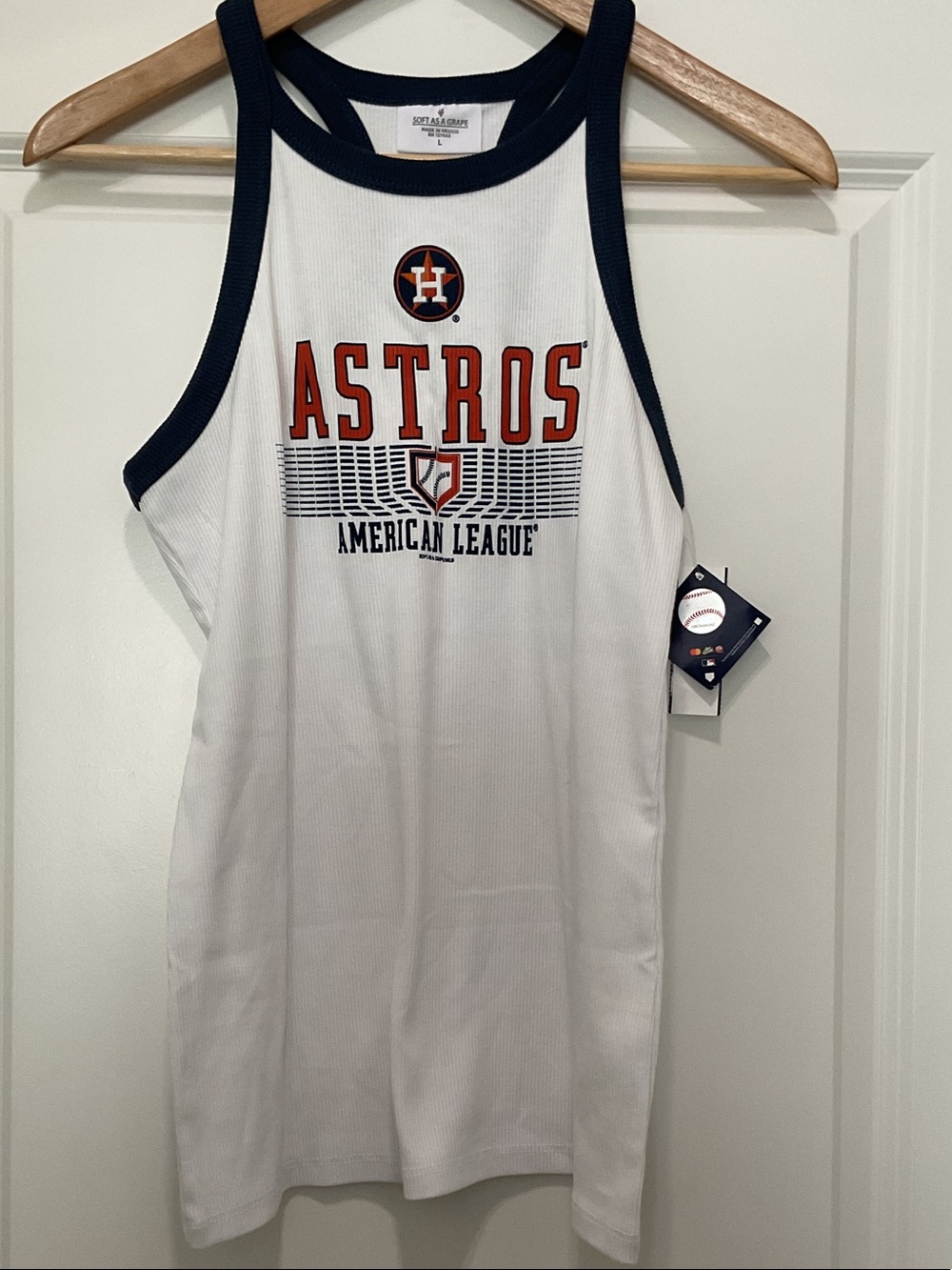 MLB Houston Astros White and Navy Ribbed Tank Top